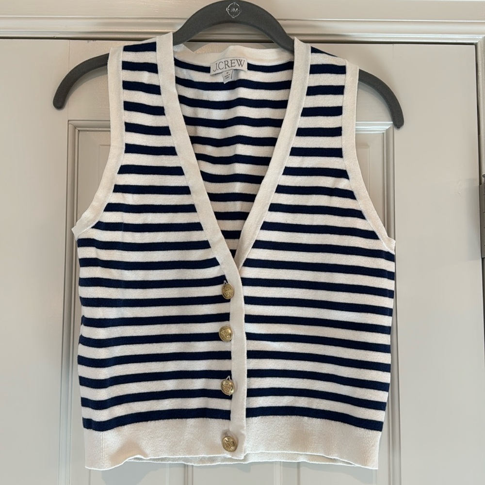 J. Crew Navy and White Striped Tank Top